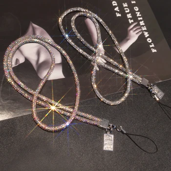 Mobile Phone Lanyard Full Diamond Pendant Short and Long Wrist Style Rhinestone Pendant Colorful Long Neck Strap Anti Loss Sling
