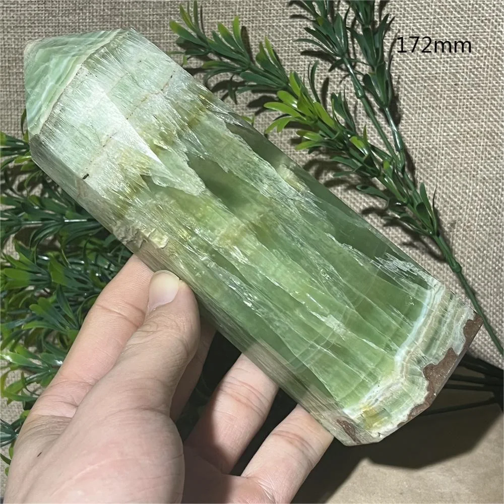 

Натуральная Зеленая Карибская башня, кристаллическая палочка, минералы, рейки, Викка, украшения, полосатый лечебный камень, кварцевое украшение для дома