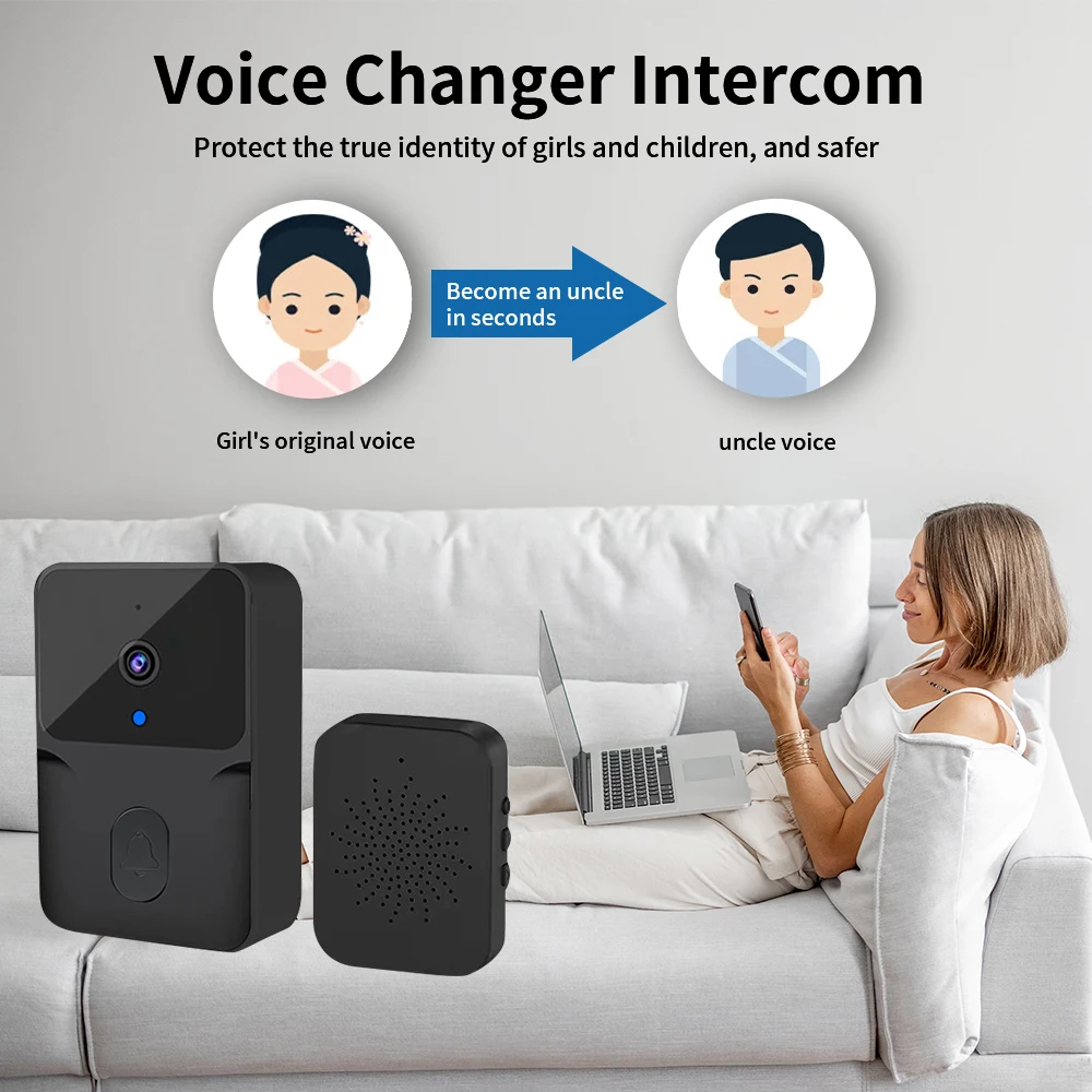 TNCE Tuya WiFi Video Doorbell Wireless HD Camera PIR Motion Detection IR Alarm Security Smart Home Door Bell WiFi Intercom