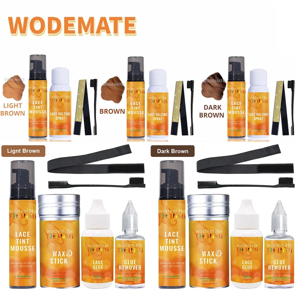 1/2/4/6PCS Lace Melting Spray Lace Tint Mousse Light Brown Wig Glue Waterproof Glue Remover Hair Wax Stick Melt Band Brush