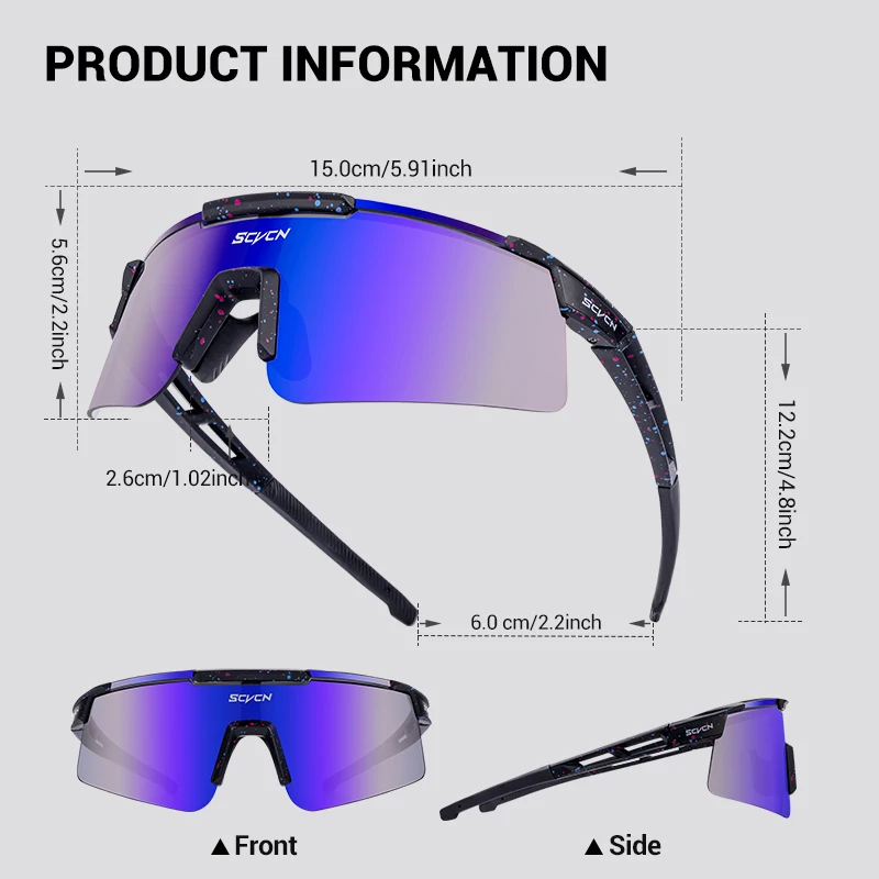 Cycling Sunglasses SCVCN New Men Bicycle Sunglasses Women Outdoor Cycling Glasses MTB Driving Bike Eyewear Sports Running Hiking UV400 Goggles