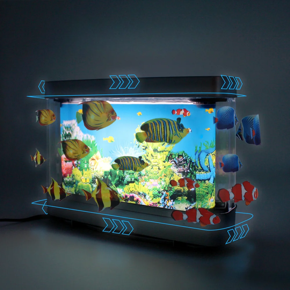 LED Aquarium Fish Tank Night Light Imitation Aquarium Underwater World USB Dynamic Table Lamp Home Decor Kids Christmas Gifts 2