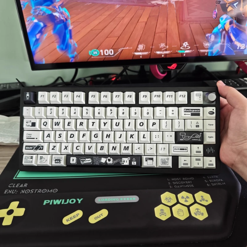 Danger 404 テーマキーキャップセット PBT かわいい黒と白のシンプルな