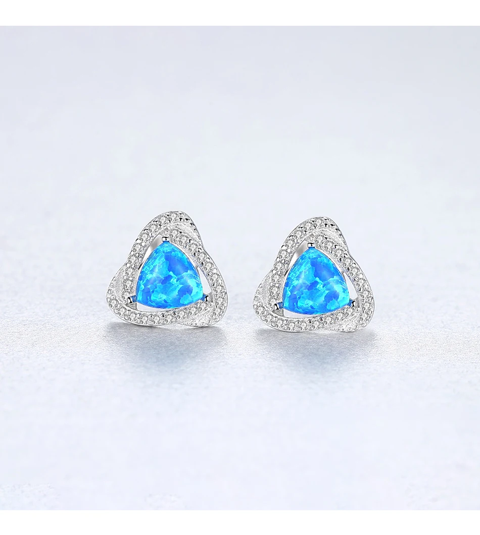 Orecchini a bottone in argento sterling di lusso da 6 mm con opale blu fuoco/bianco/verde per donna, finemente natalizi_voghion.com