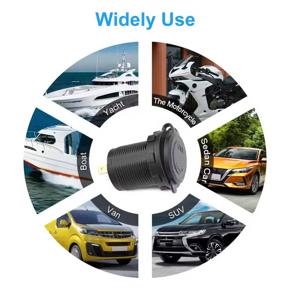 Waterproof Dual USB Car Charger with Touch Switch