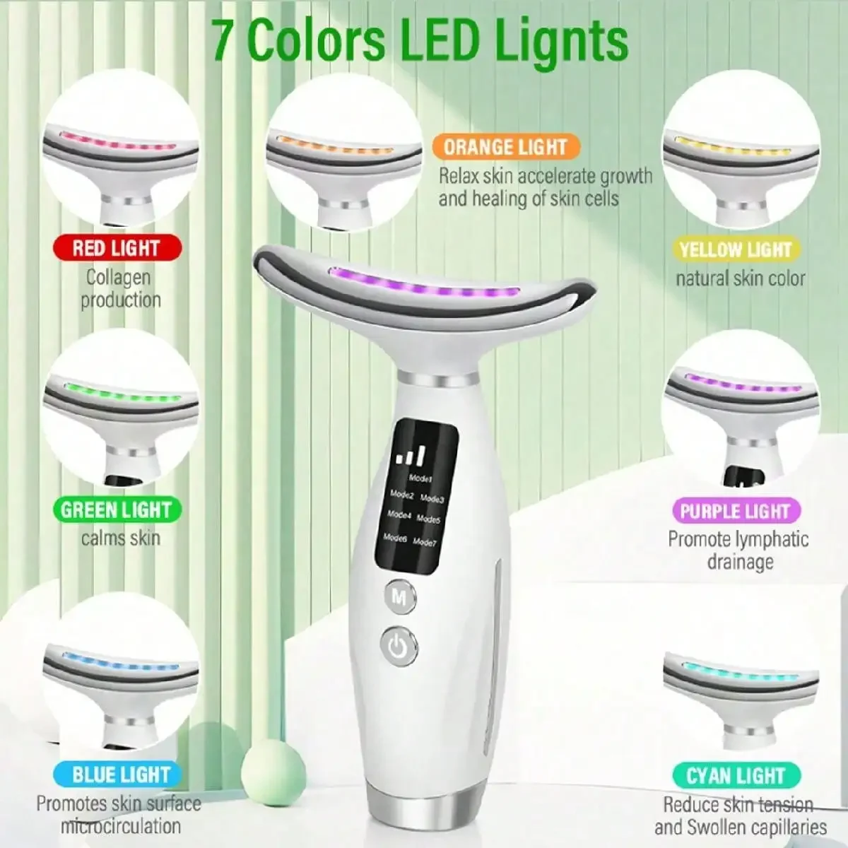 Appareil de beauté pour le cou avec luminothérapie et 7 vitesses_voghion.com