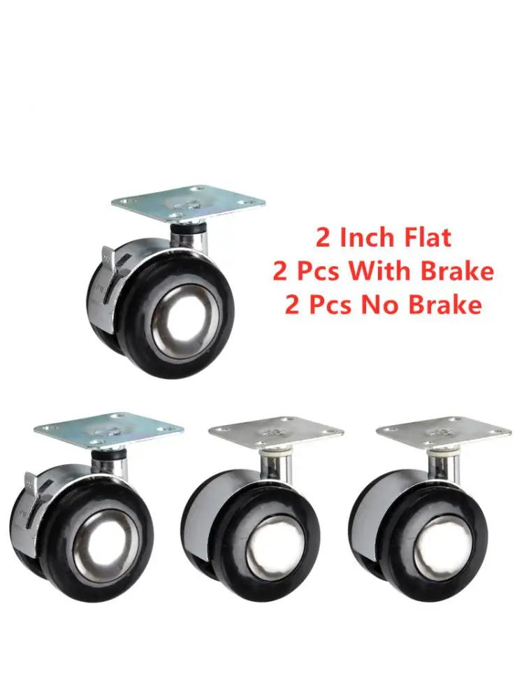 4 Pz/Lotto 2 Pollici Argento Vite Freno 8/10Mm Ruota Universale Puleggia Sterzo Armadio Tavolo Da Tè Computer Girevole Piatto In Lega D'Oro