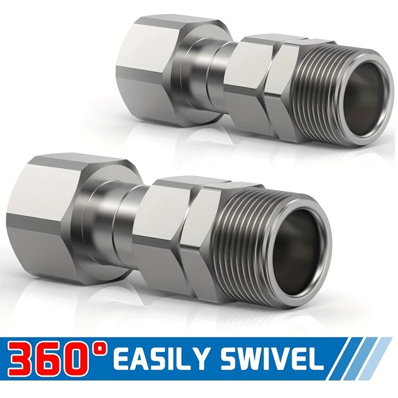 Premium Stainless Steel Rotating Connector: High-Pressure Washer Swivel Joint with Anti-Tangle Hose Adapter
