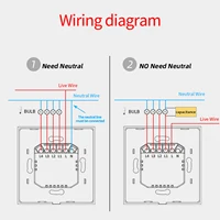 BSEED Tuya Matter WiFi Smart Light Switch No/Neutral Wire Required With Alexa Google Home 1/2/3 Gang Touch Wall Switches Glass - Image 3