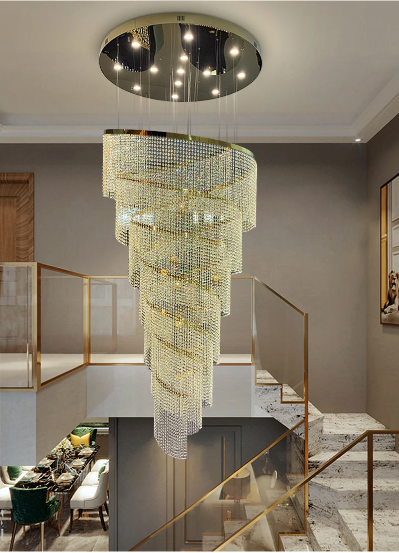 Shop Luxury Large Spiral Crystal Chandelier for Staircase, Hallway ...