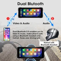 Jansite 5/7 inch Carplay Motorcycle DVR GPS Navigation Wireless Carplay Android Auto IPX7 Waterproof Display Dual Bluetooth - Image 2