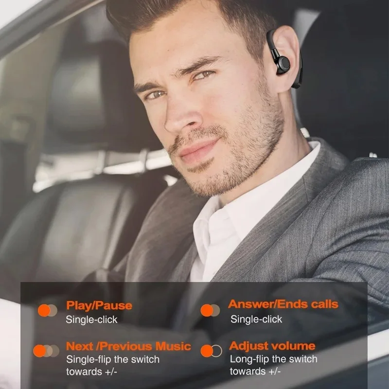 V9 Single Earphones Long Standby Business Headphones Waterproof Mono Headset Outdoor HD Call Bluetooth Wireless Earbuds With Mic 6
