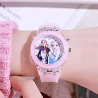 MINISO Disney Children Watch Frozen Princess Pattern Led Glowing Flash Fashion Kids Quartz Wristwatch Christmas Gifts 1