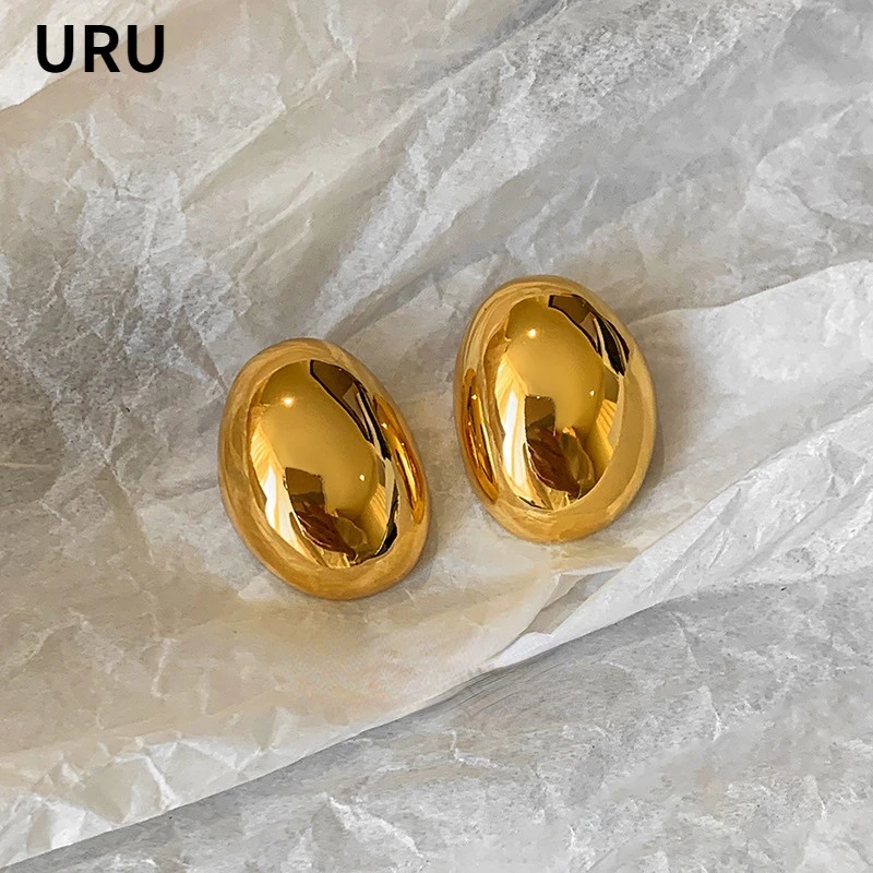 

Fashion Jewelry Smooth Shiny Metal Big Oval Earrings For Women Popular Cool Design Hot Sale Ear Accessories Gift 2023 New