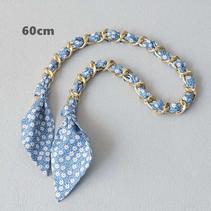 Neue Mode Marke Frau Handtasche Zubehör Ketten Abnehmbare Blumen Druck Metall Seide Schulter Gurt Frauen DIY Kette Tasche Griffe – Detail 13