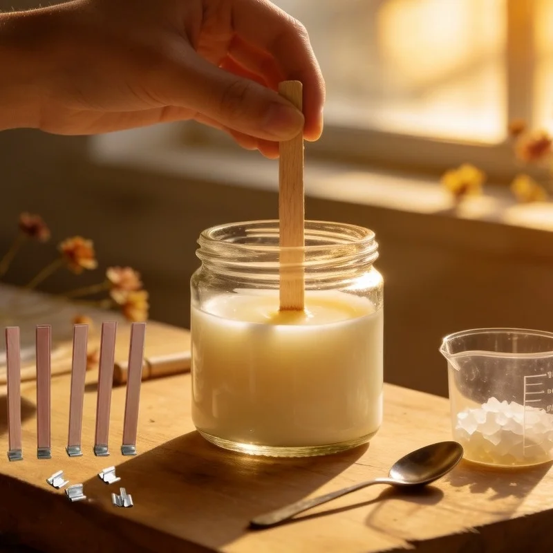 Natural Wooden Candle Wicks with Clips for Jar Candle Crafting - Smokeless and Handmade Core