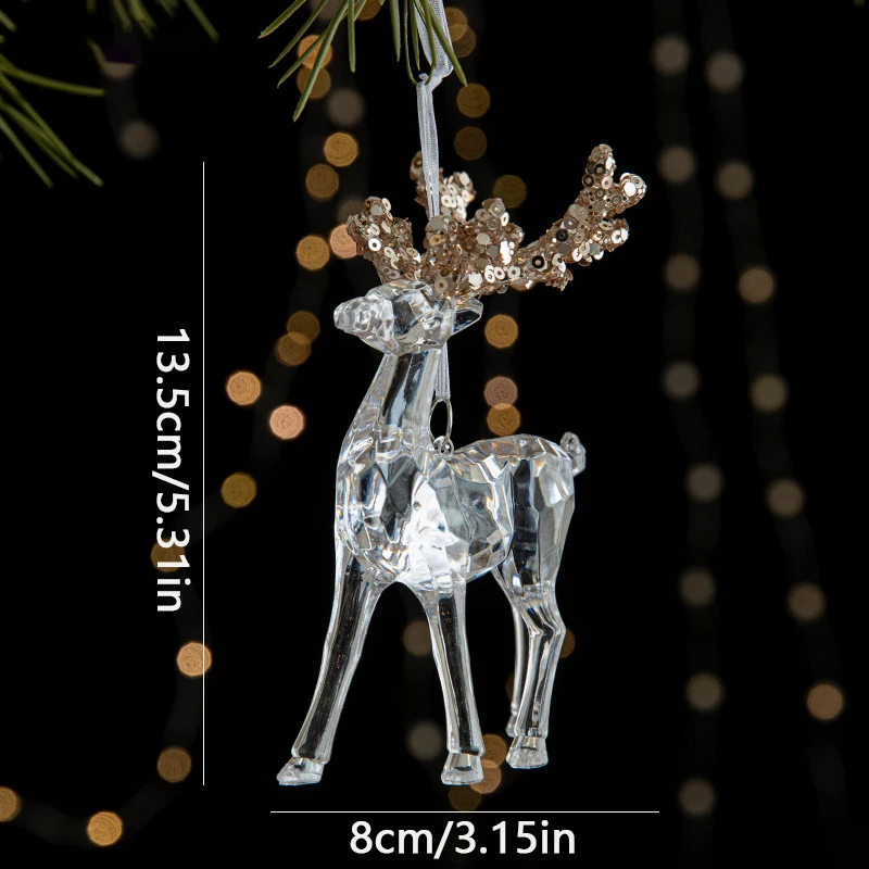 Description Picture 2 of itemAcrylic Crystal Christmas Tree Ornaments Star Snowflake Bell Elk Hanging Pendants Christmas Decoration 2025 New Year Xmas Gifts