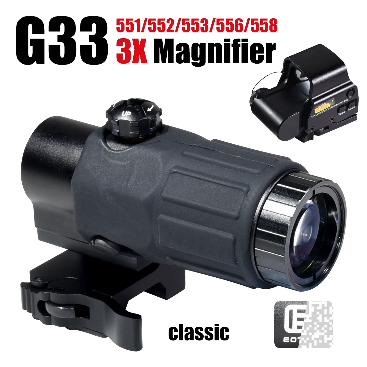 558 Hologram Sight 3X Magnifier Combo Quick Detachable for Hunting 551 552 553 556 Red Dot Sight