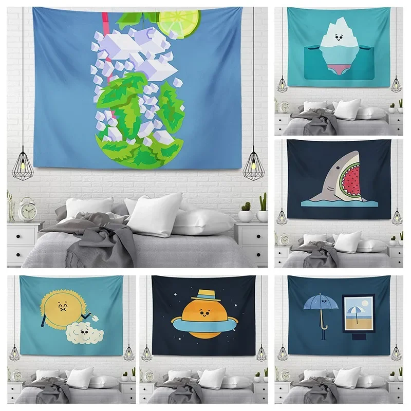 

Мультяшный настенный гобелен, эстетический декор для домашней комнаты, милая Женская подвесная Большая Ткань, Осенний простой ковер для спальни, кавайный