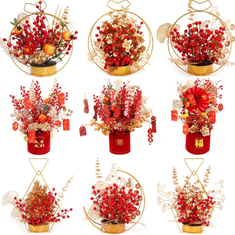 

Spring Festival House Decorations For Home Table Decorations New Year Table Flower Basket Tabletop Decor Ornament