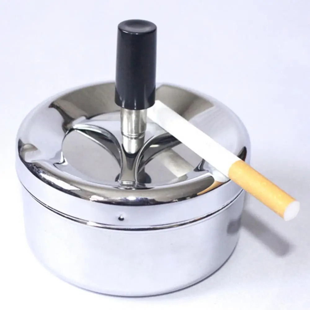 Windproof Creative Stainless Steel Rotation Lid Home Hotel Ashtray Smoker Gift