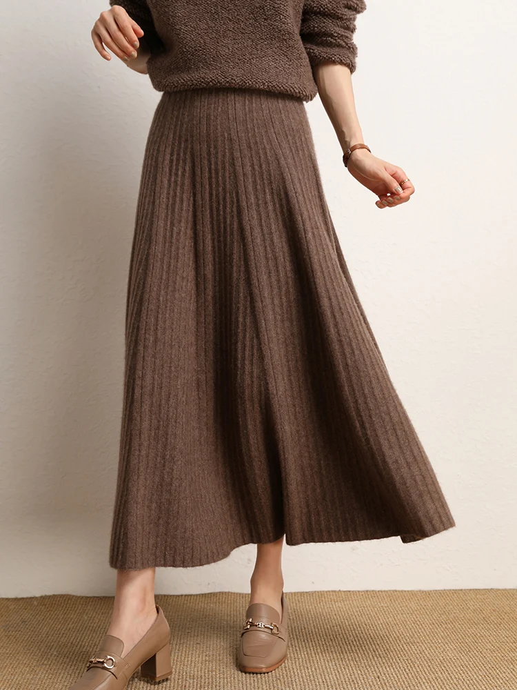 New Chic Pleated Cashmere Skirt Quality Detail