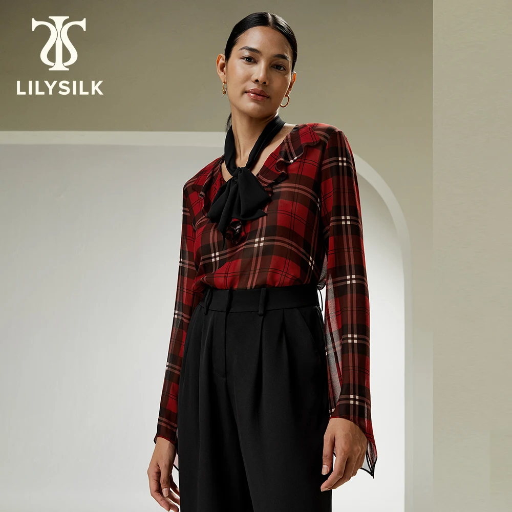 Женская шелковая блузка LILYSILK из жоржета
