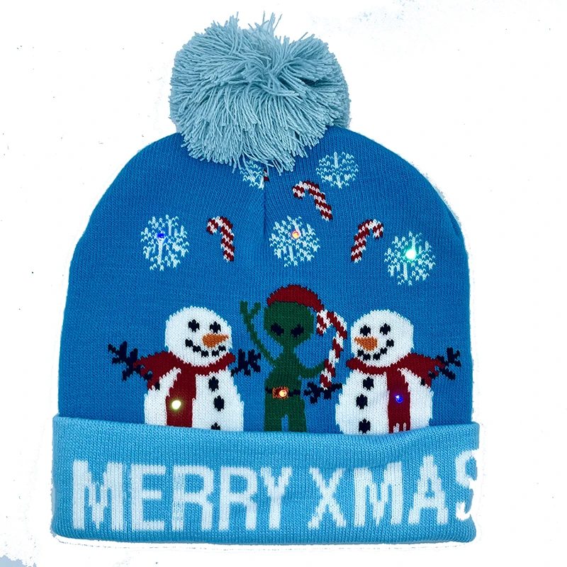 thumbnail image 1 of Gorro de Navidad LED nuevo 2024, gorro de punto con luz LED intermitente creativo, gorro de punto de color cálido para invierno, regalo de Navidad, 1 of 5