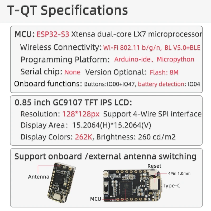 ESP32-S3 GC9107   Ar duino (8MB)  WiFi  ȣȯ 0.85 ġ LCD  ׷̵ 