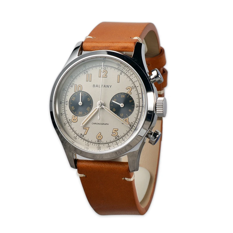 Retro Chronograph s5034 Quarz Multifunktions weiß Emaille 