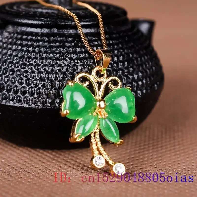 Jade Butterfly Pendant Necklace Amulets Charms Designer Jewelry Luxury Vintage Green Natural Amulet 925 Silver Pendants Gift