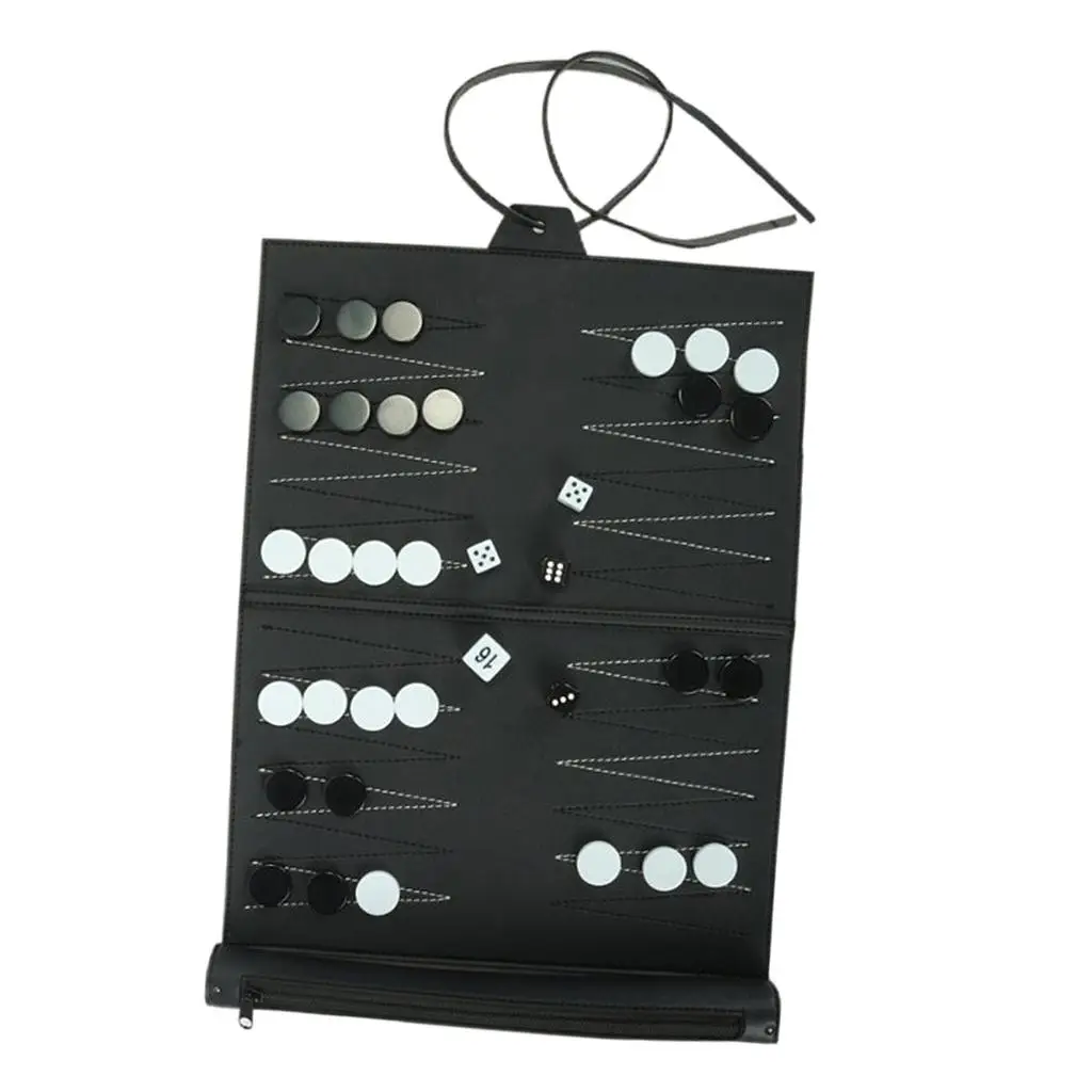 Travel Recreational Roll-Up Tournament Backgammon Board Game for Adults Kids