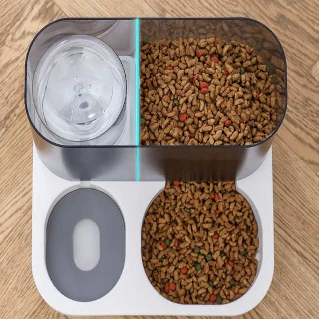 Pet Feeder 2-in-1 Pet Feeding Bowl Dog Cat Automatic Water Dispenser with Removable Stainless Steel Bowls Pet Supplies 4
