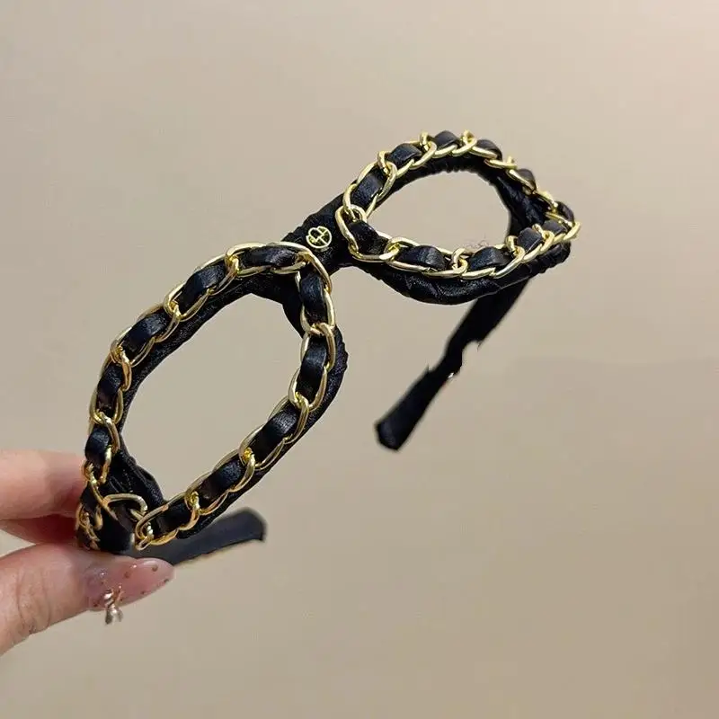 Vintage-Ketten-Leder-Stirnband mit hohlem Sonnenbrillen-Design für Damen – Elegantes Haar-Accessoire für Party und Alltag – Detail 5