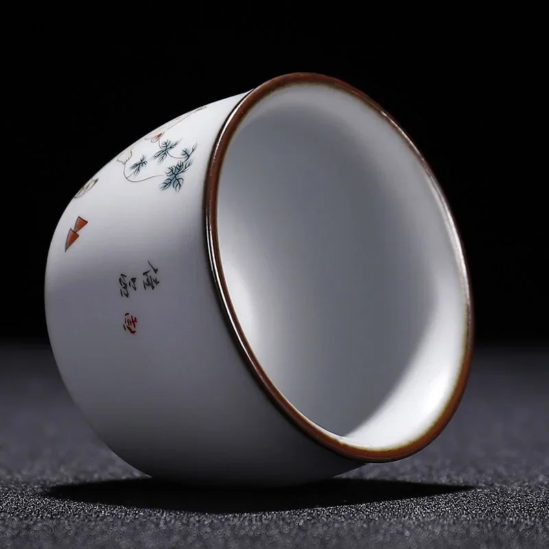 Tea Cup Retro Ru Kiln Ceramic Teacup Coffee Cup Handmade Tea Bowl Chinese Tea Set Accessories 100ml tea cup