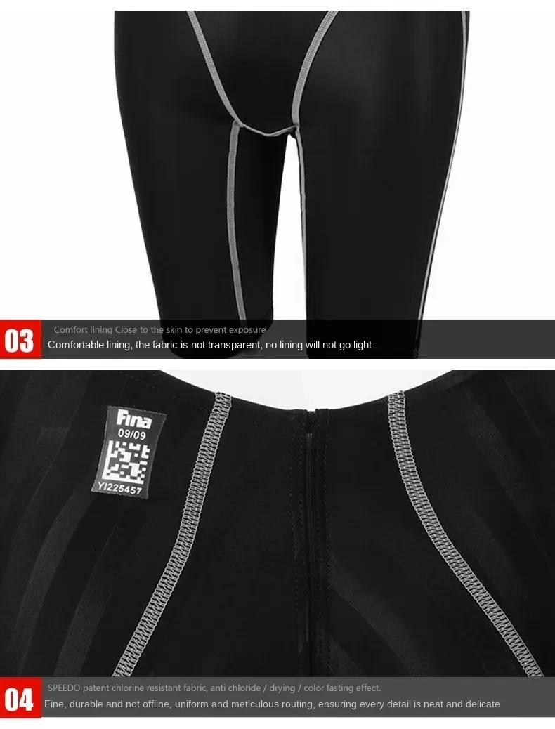Professional FA Racing Swimsuit Women Knee Length Competitive Swimwear Reduce Resistance Quick Dry Training Legsuit For Girls