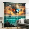 2pcs, spring summer Curtains Strange skeletons floating in stormy seas Sheer Curtains Versatile Polyester Fabric Decorations Use 6