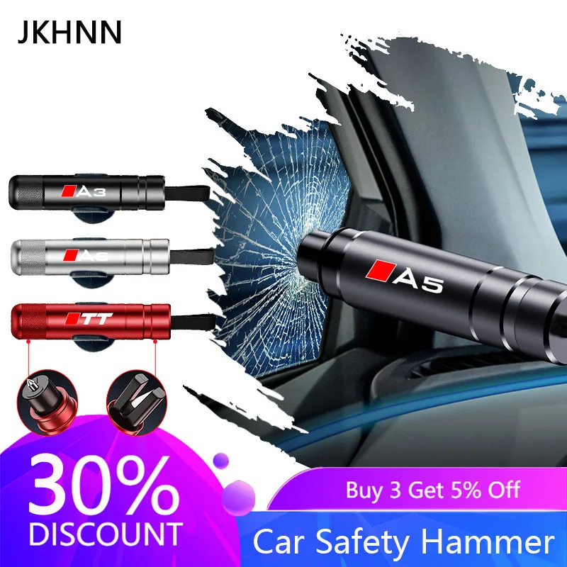 Auto Safety Hammer Auto Window Breaker Taglierina Per Cintura Di Sicurezza Per Audi A1 A2 A3 A4 A5 A6 A7 A8 Q2 Q3 Q4 Q5 Q7 Q8 Tt Adesivi Per Auto