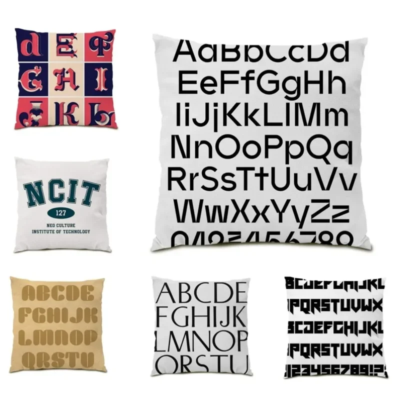

Simple Letter Pillowcase Double Sided Cushion Cover 45x45cm Letter Print Square White Pillowcase Kids Room Home Decor DF1501