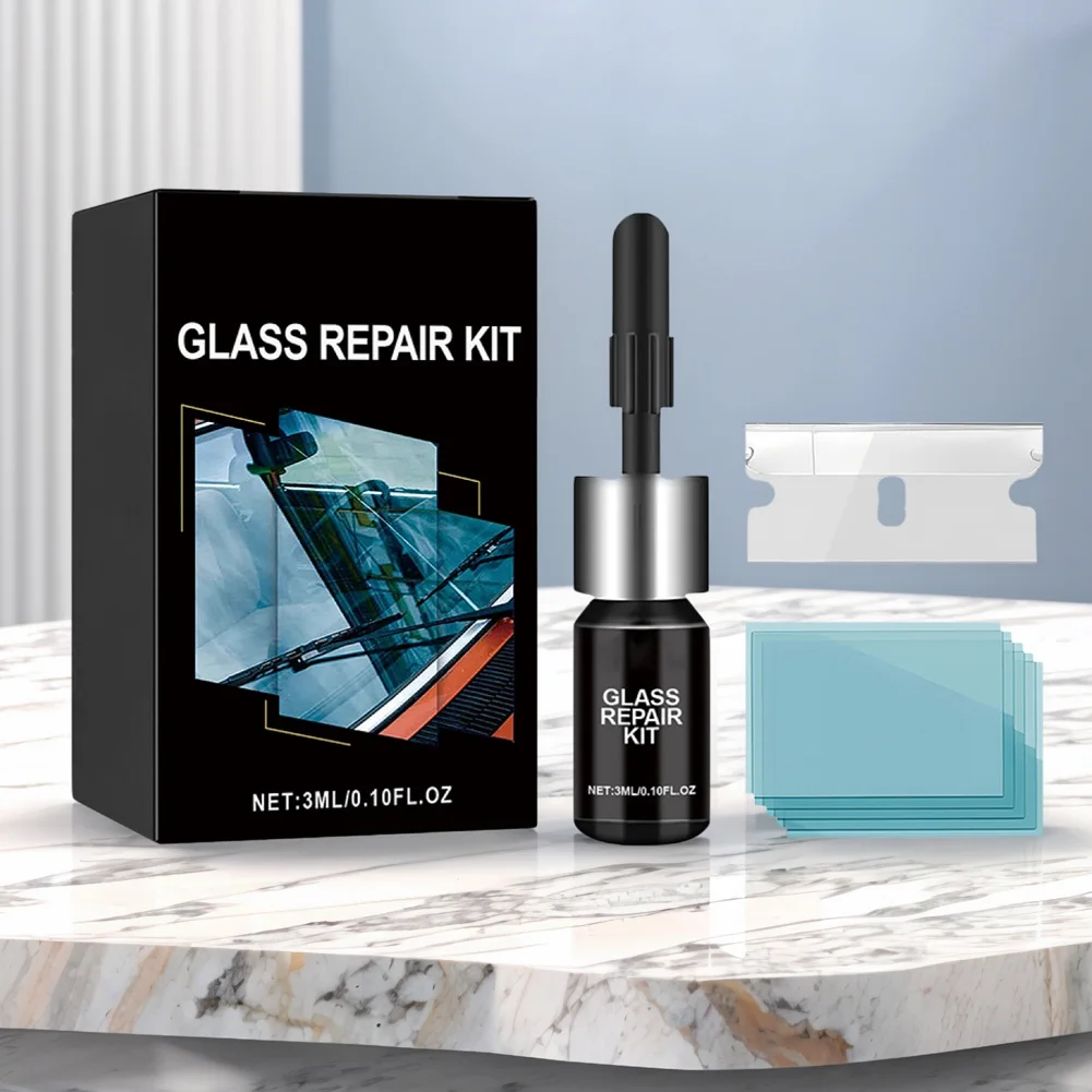 자동차 유리 균열 수리 도구 내마모성 균열 스크래치 수리 키트 칩스, 균열, 별 모양 균열용 앞유리 균열 수리 키트