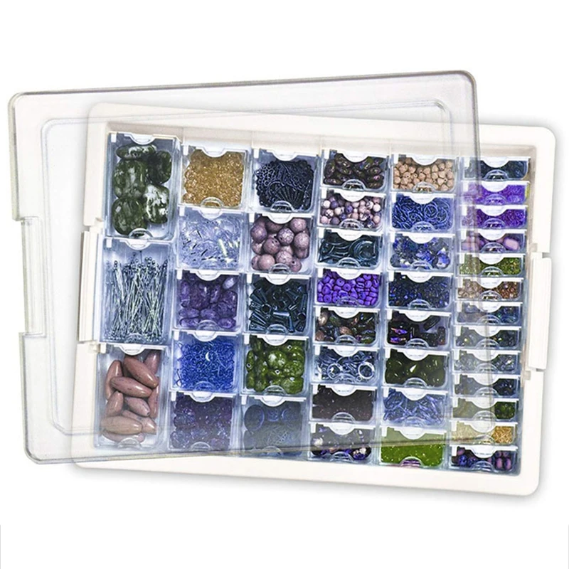 Bead Storage Solutions 42 Piece Stackable Organizer Tray With Lid 42 Tiny Compartments For Seed