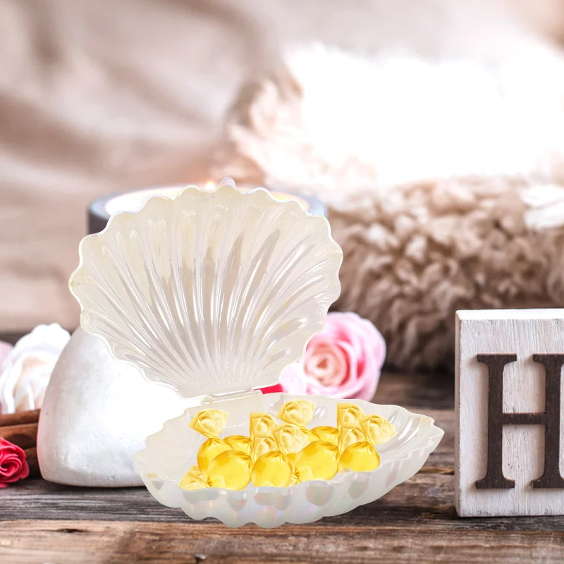 Description Picture 3 of itemPearlescent Shell Outfit Ocean Decor Candy Jar Party Favor Containers Small Dish Hat Pp Table Sea Holder Boxes