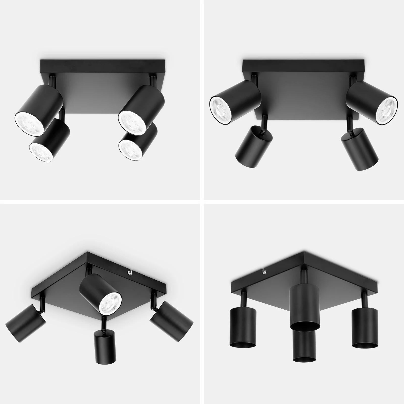 Kimjo GU10 천장 스포트라이트 피팅, 2/3/4 웨이, 모던 GU10 LED 천장 조명, 벽 조명, 회전 가능, 전구 없음