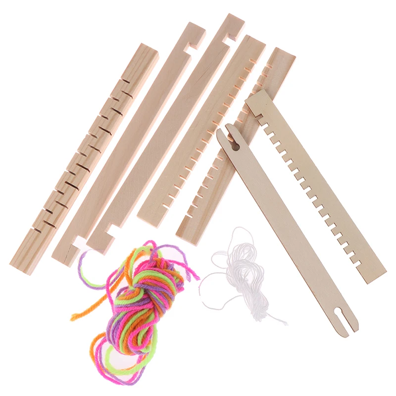 DIY Traditional Wooden Weaving Loom Craft Yarn Hand Knitting Machine Kids Educational Toy Gifts knitting loom,knitting machine,weaving tools,knitting craft supplies