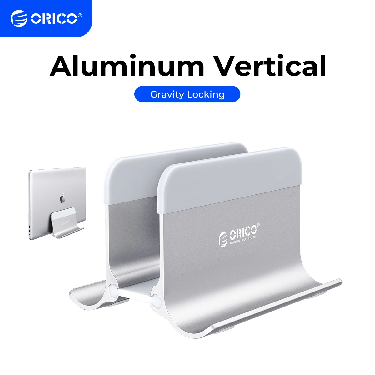 Orico-suporte Vertical Alumínio Laptop Titular de Bloqueio por Gravidade Suporte para Notebook Desktop Tablet Suporte para Armazenamento Macbook Dell Samsung