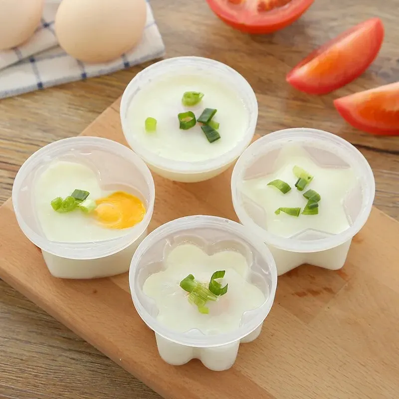 Egg Boiler Mold Cup Egg Poacher Silicone Egg Poacher 4pcs/set PP Kitchen Egg Steamer Mold