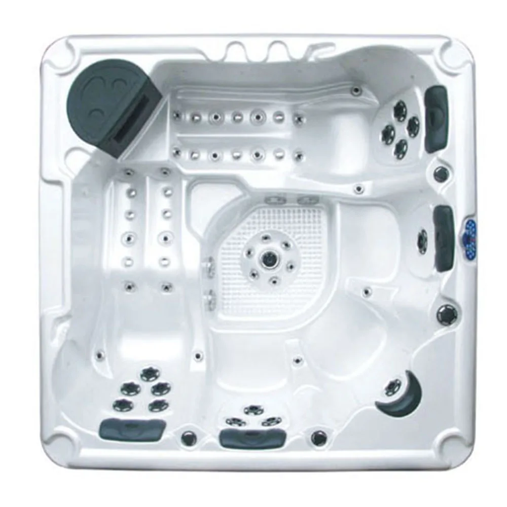 LED Underwater Light Rectangle Shaped Bathroom Corner Massage Baths Whirlpool Massage Bathtub With Rose Gold Hardware