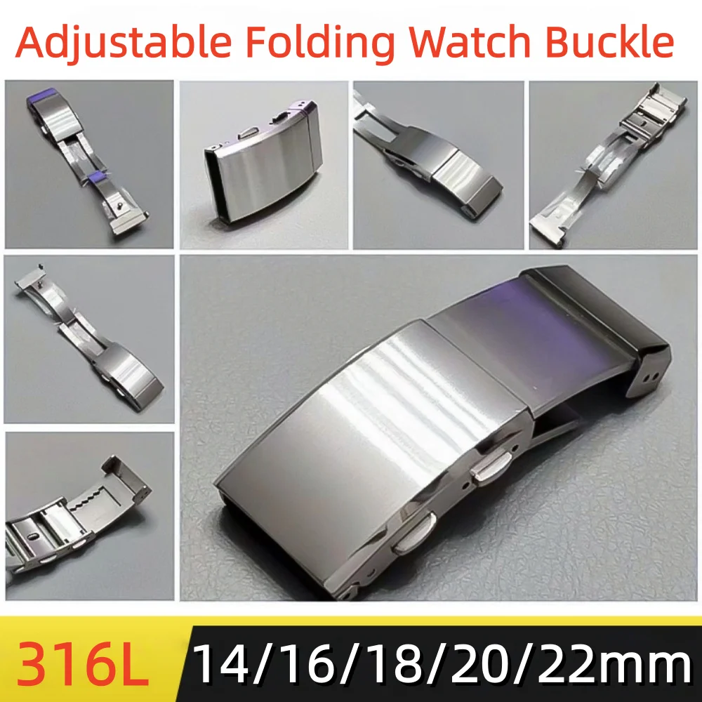 Luxury Adjustable Stainless Steel Folding Watch Clasp with Premium Metal Button