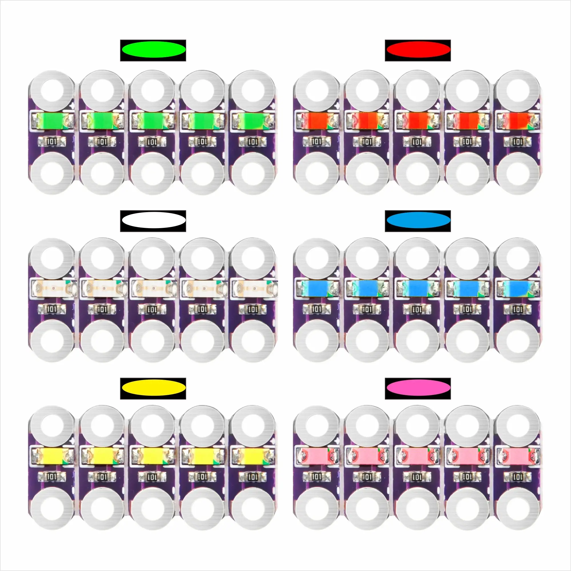 30X Lilypad LEDs Pink Red Yellow Blue Green Orange for Arduino Raspberry Pi Microcontroller
