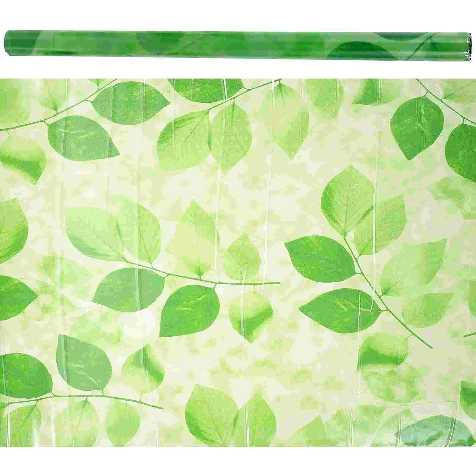 Green Leaf Frosted Window Film Opaque Privacy Decor Summer Adhesive Glass Sticker Cling Pet Baby Sprung Films